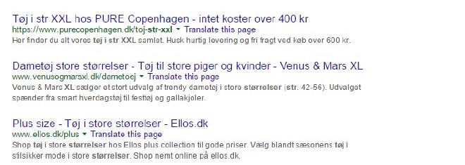 Eksempel på sidetitel i de organiske søgeresultater.